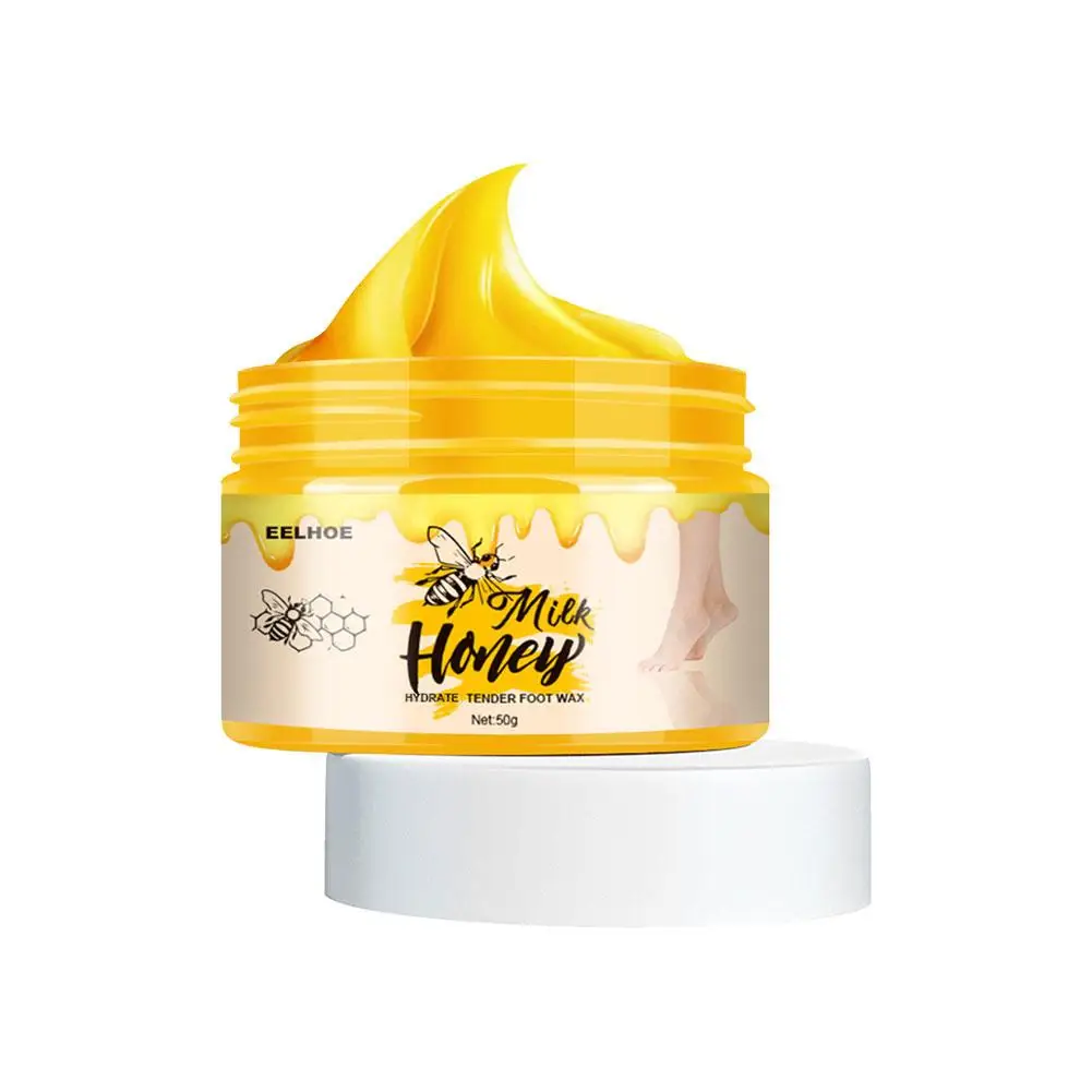 قناع تقشير القدم بشمع الحليب والعسل ، مزيل الجلد الميت ، كريم القدم المضاد للتشقق ، تقليل الجفاف ، إصلاح الخشونة ، كريم العناية ، 50 جم