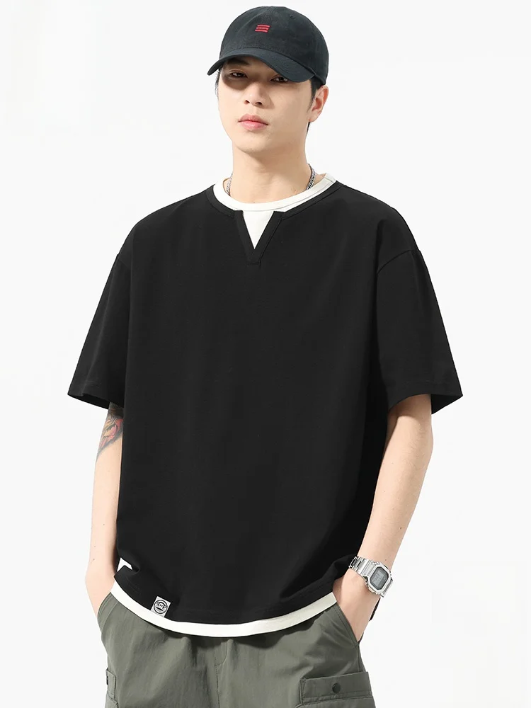 

American Sle Loose Men's ort Sve T-irt Breathable Comfortable Summer Faionable V-ne Casual Top