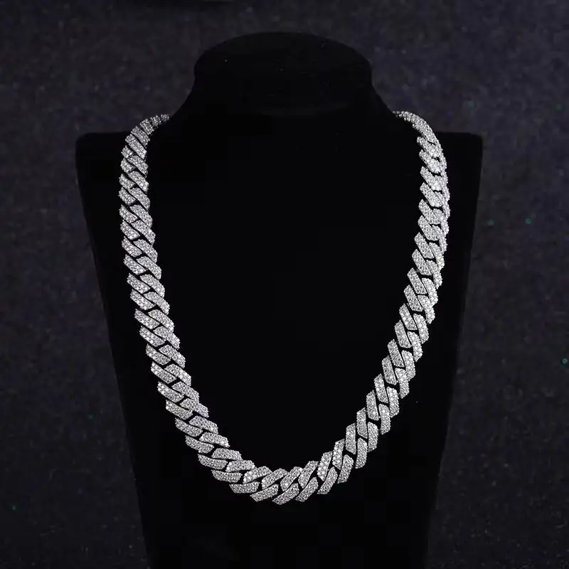 Fashion Starsgem Ready to Ship Hot Sale S925 Silver Plating Gold Moissanite Cuban Necklace Suitable Men and Women...