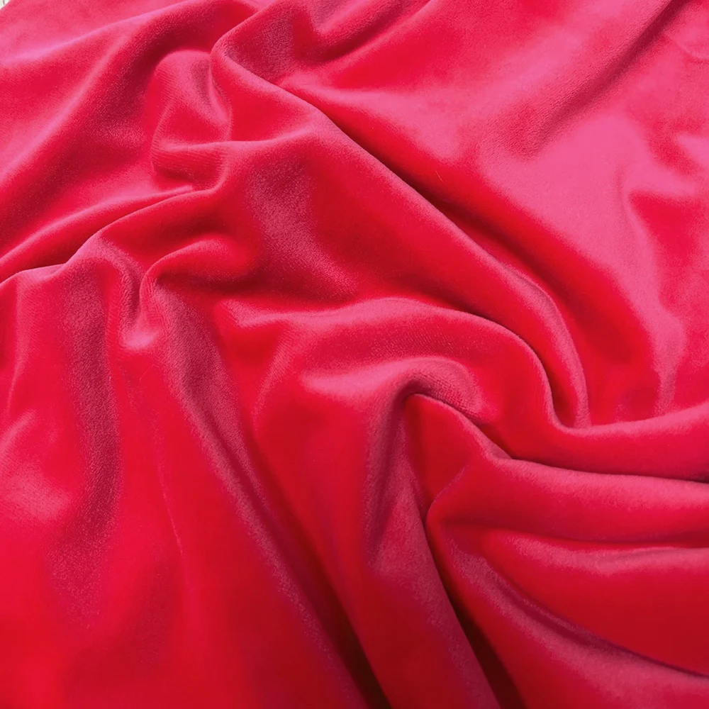 Mochi Minky Red Color 160X50CM 1mm Pile Super Stretch 5% Spandex Mochi Soft Short Plush Fabric Fursuit