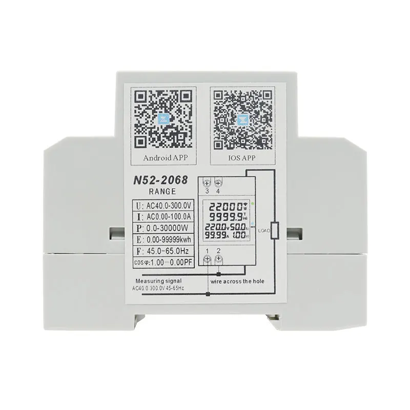 N52-2068 Din Rail WiFi Smart Energy Power Meter 40-300V Electricity Ammeter Remote Networked Meter Reading