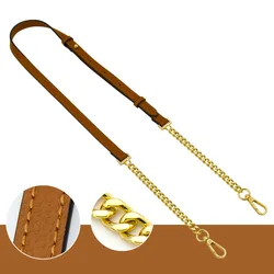 Adjustable Lady Shoulder Crossbody Bag Strap with Solid Color Leather Messenger Bag with High-Quality Chain Accessories