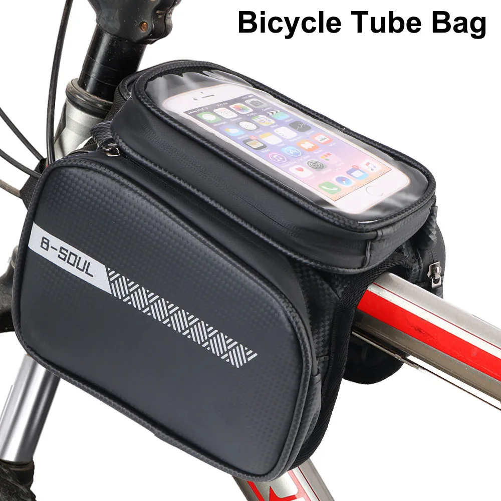 Bolsa universal para celular de bicicleta, 7.2 polegadas, casca dura, à prova d'água, grande capacidade, acessórios para ciclismo, tubo superior, bolsa para quadro frontal