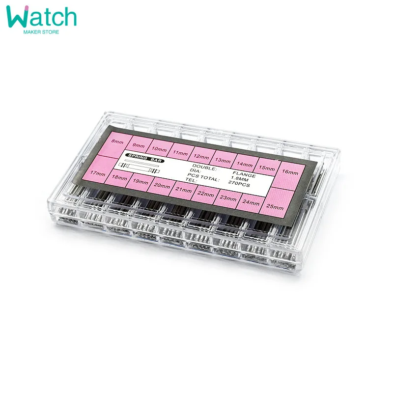 270 قطعة/المجموعة الفولاذ المقاوم للصدأ الربيع القضبان ضياء 1.5 مللي متر/1.8 مللي متر length8mm-25 مللي متر/6 مللي متر-23 مللي متر حزام الساعات حزام ساعة أدوات إصلاح دبوس