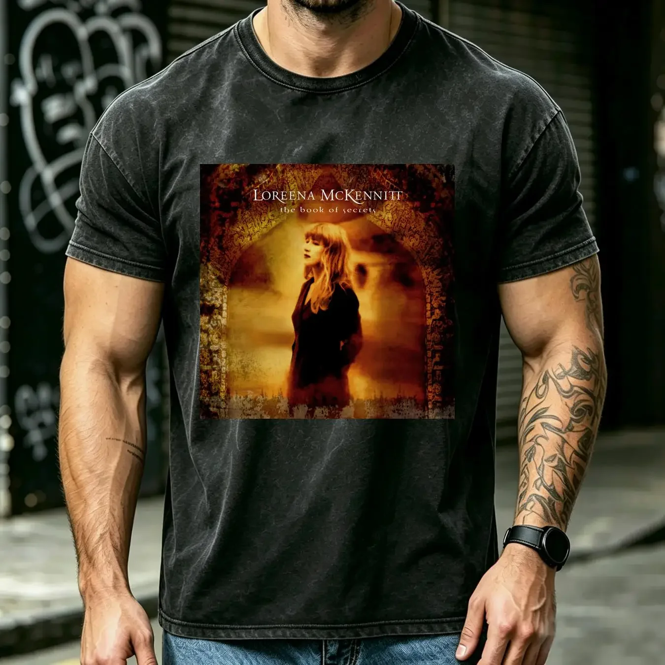 washed T Shirt Loreena McKennitt The Book Of Secrets For Fan Black All Size FA1723 long sleeves vintage Washed Breathable