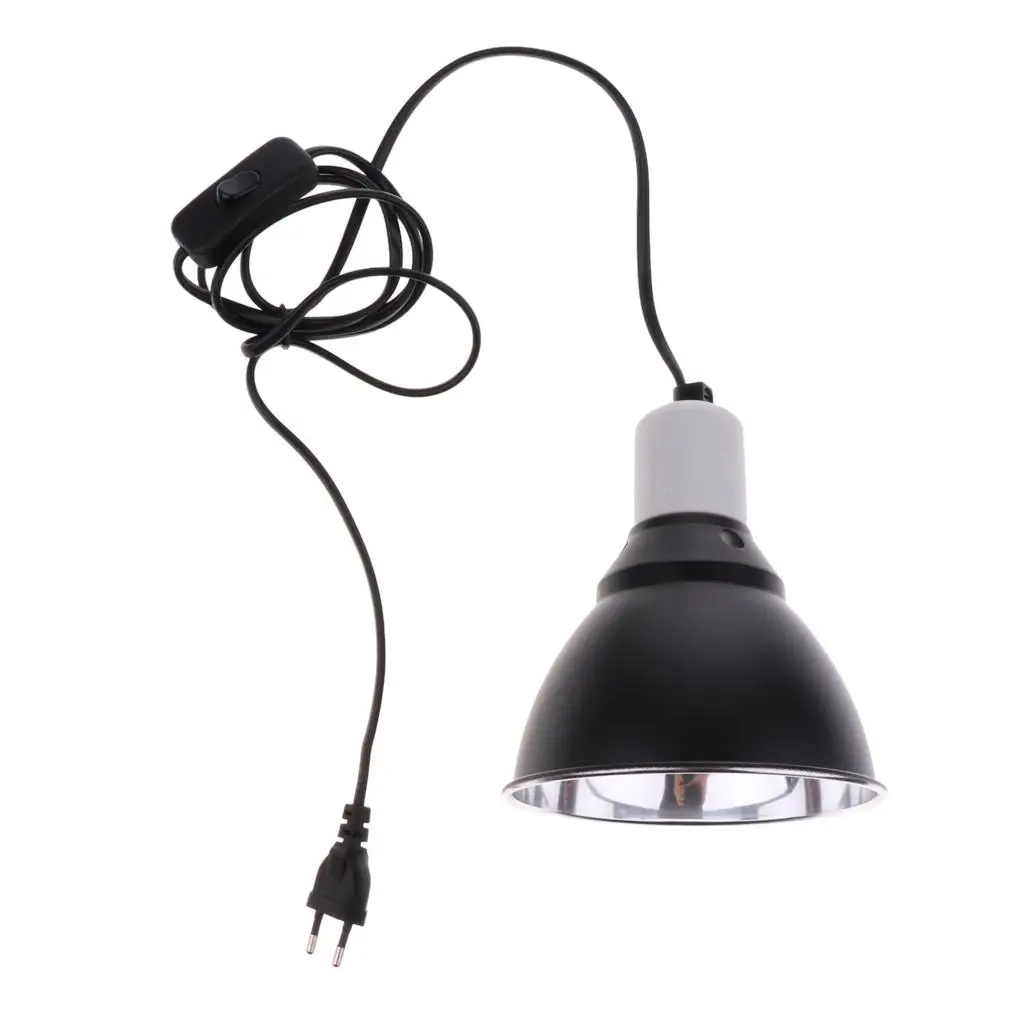 NEW 5.5inch E27 Reptile Light Dome Fixture - Bulb Reflector Lamp Holder -Vivarium Bracket EU Plug