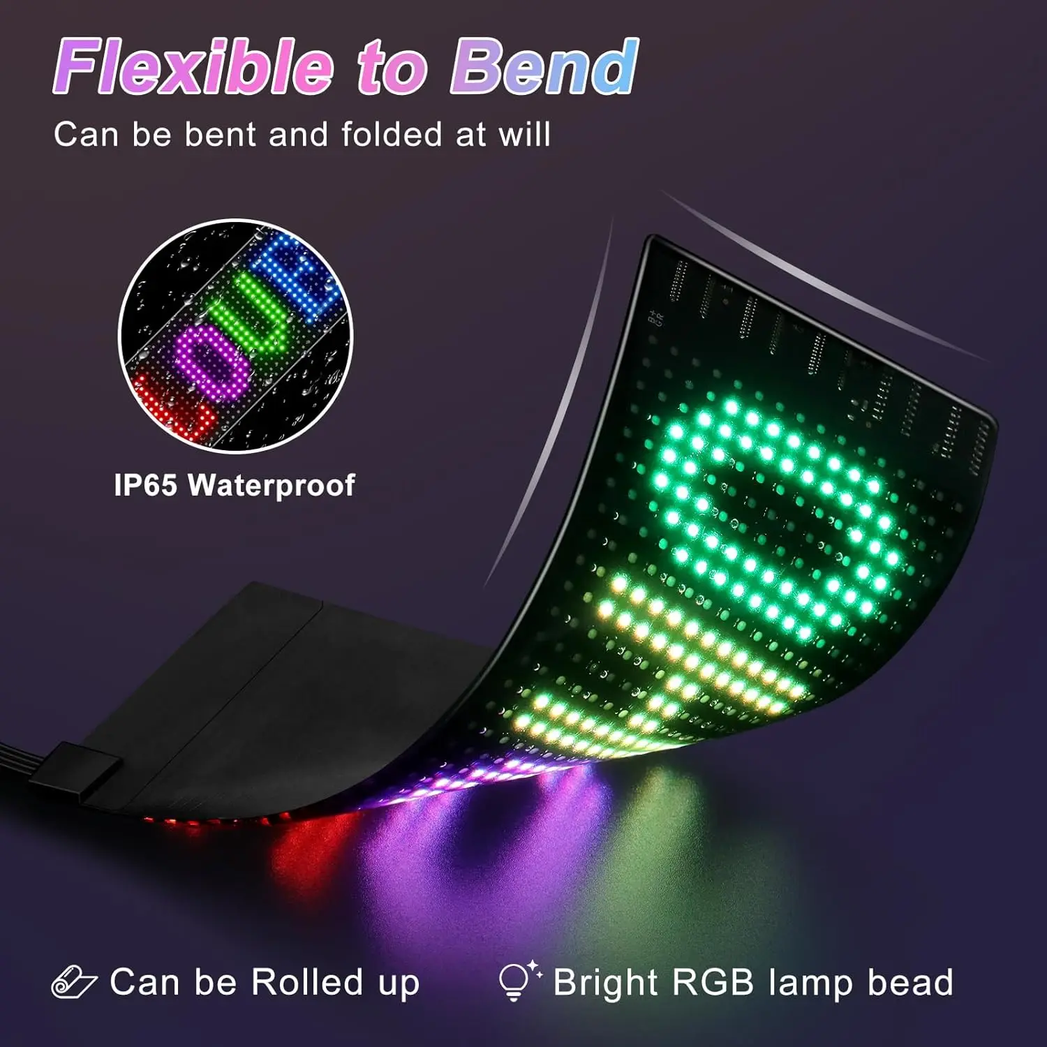 LED Matrix Pixel Panel, Scrolling Bright Advertising LED Signs, Flexible USB 5V LED Car Sign Bluetooth App Control