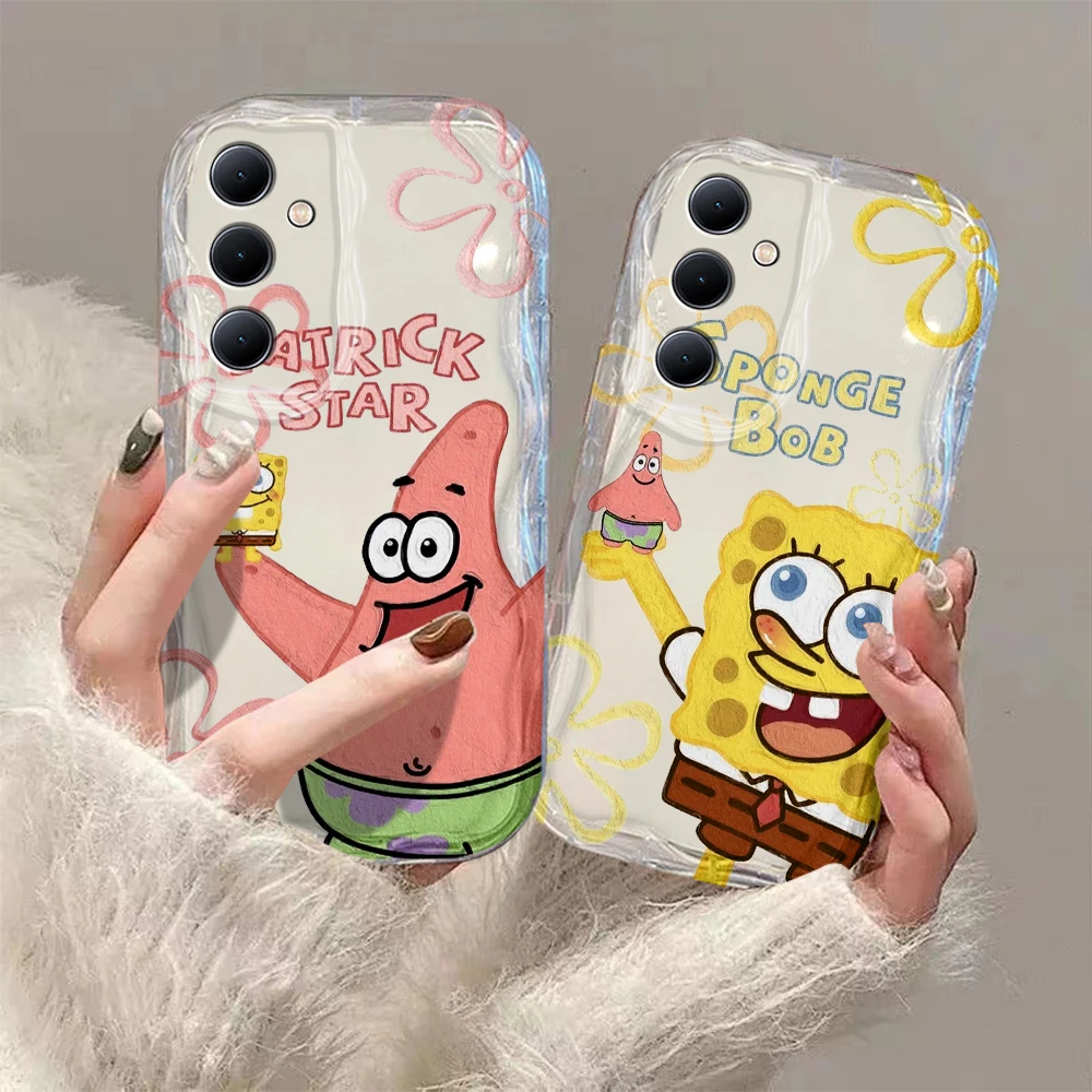 Cute S-SpongeBobs Patricks Stars 3D Wave Phone Case For OPPO Reno 11 F 8 T 7 Z 6 5 4 Pro F23 F11 F9 4G 5G Silicone Back Cover