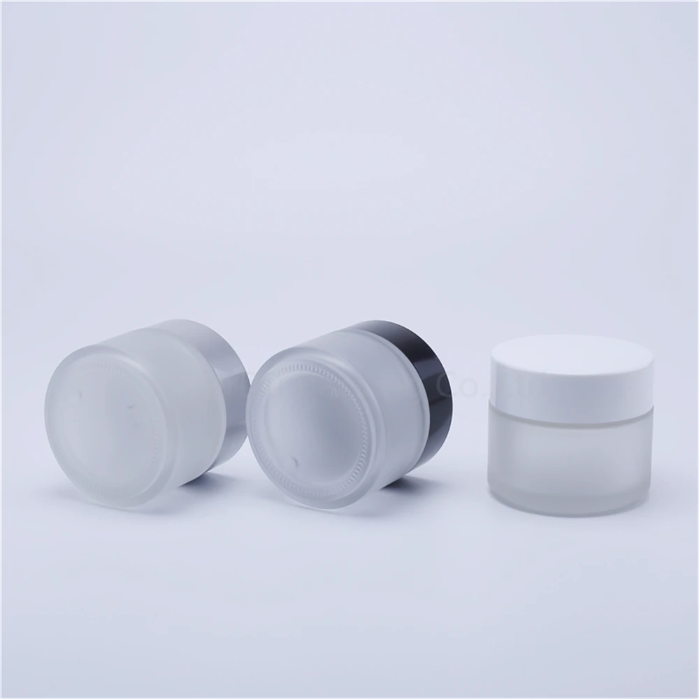 100pcs 100g Glass Cream Jars Cosmetic Packaging With Lid Plastic Caps & Inner Liners Round Empty Small Glass Jars