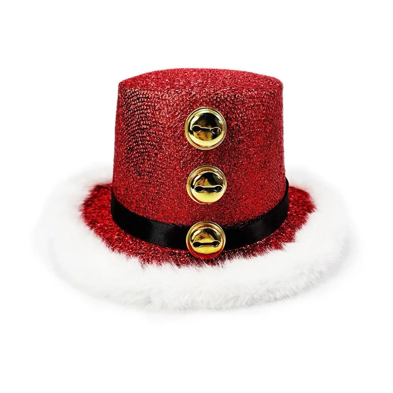 Sombrero de Papá Noel a la moda, sombreros de Papá Noel, pelusa blanca y 3 campanas, sombreros de fiesta, mujeres, hombres, familia, Navidad, Año Nuevo, reunión, Cosplay