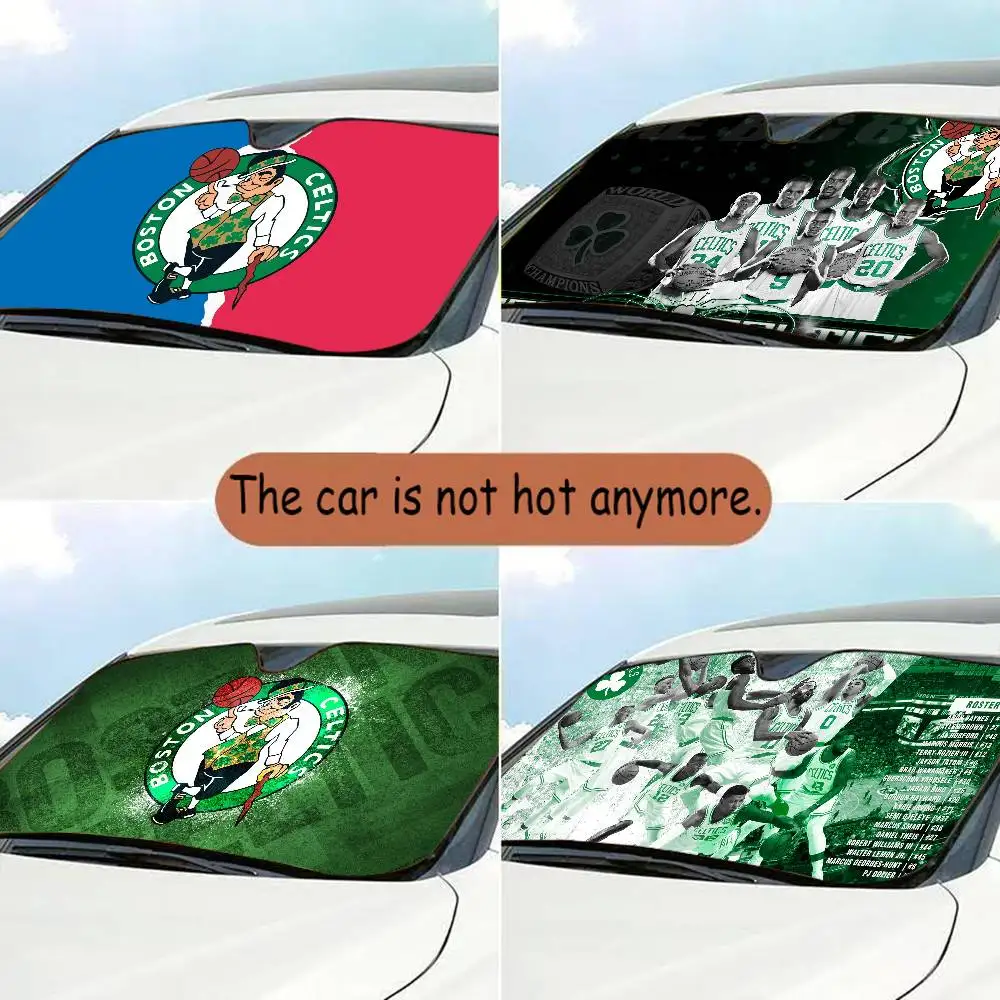 

B-Boston C-Celtics Cartoon Window FoilsHeated Windshield Sunshade Car Front Window Visor Car Solar Protect tools