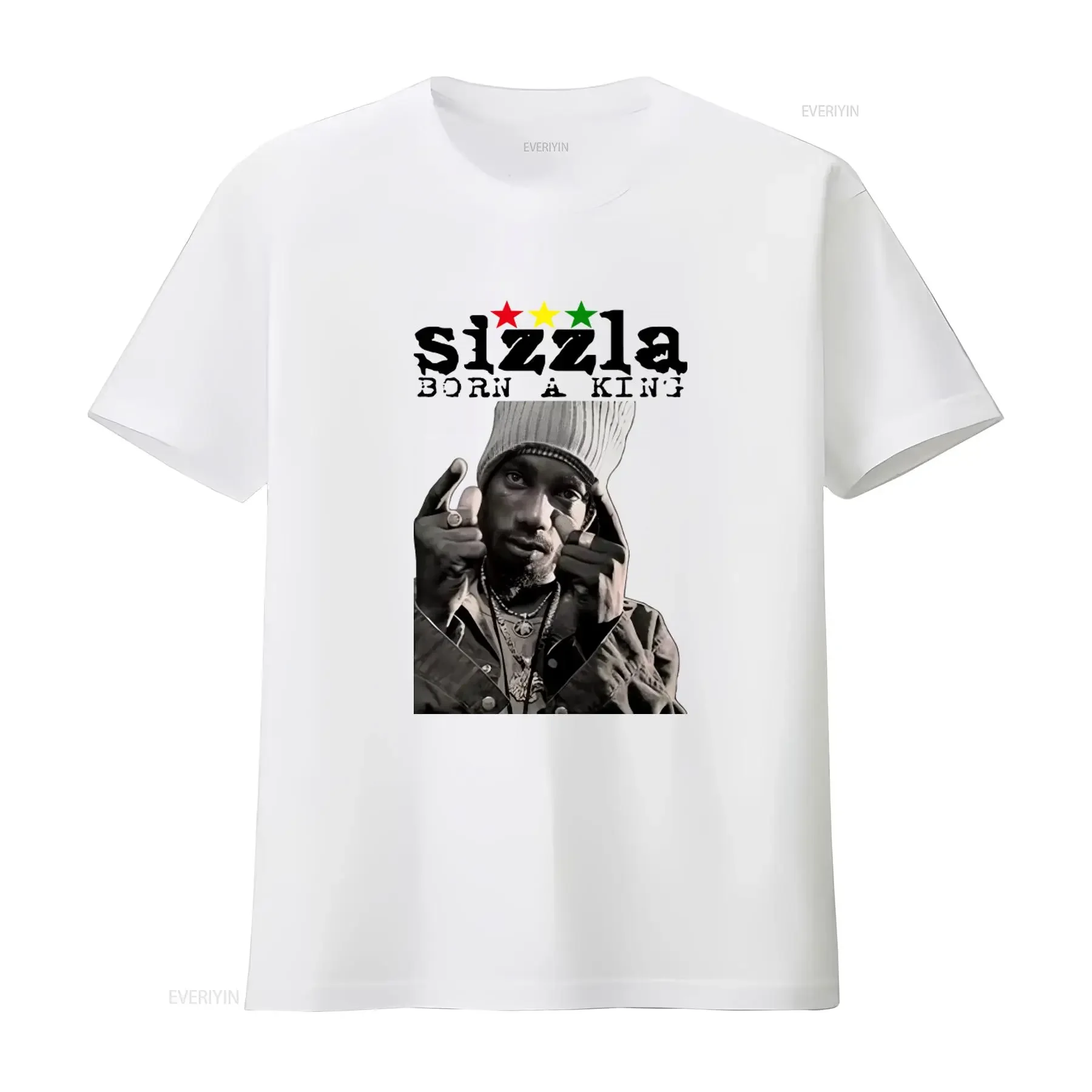 Футболка Reggae Sizzla с дизайном Born A King, в стиле Rasta Vibes, в стиле дэнсхолла Ямайки, идеально подходит для фанатов Yellowman и Tubby, винтажный стиль.
