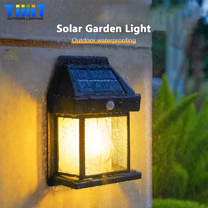 LED Solar Tungsten  Light Outdoor IP65 Waterproof Lamp Motion Sensor Wall Lamp Garden Porch Path Courtyard Decoration Lighting