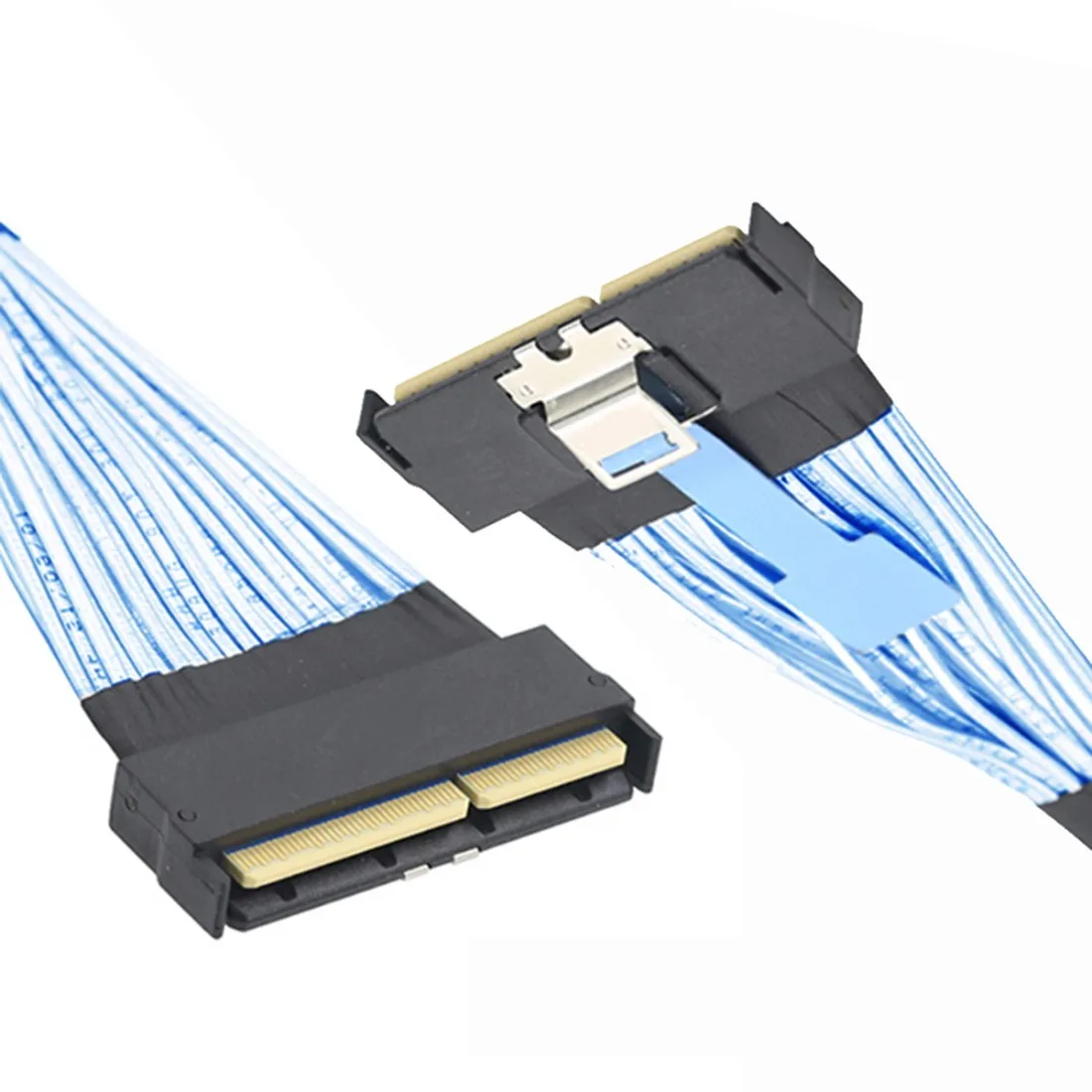 PCI-E 5.0 Mini Cool Edge IO MCIO STR PCI-E 16x 124Pin Male to MCIO 124Pin Male Extender Cable 50cm with Pull Tab
