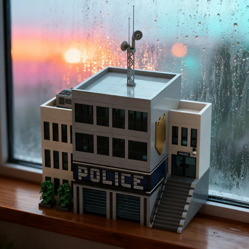 

4541 деталь MOC: Современный штаб городской полиции, конструктор, креативный подарок, декор для демонстрации, сборная модель премиум-класса для взрослых и детей, для дома и офиса