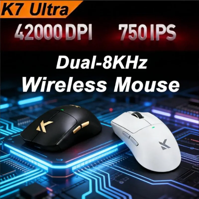 

New MCHOSE K7 Ultra Wireless Mouse Tri-Mode 2.4G Dual-8K PAW3950 42000DPI 750IPS 59g Lightweight Gaming Laptop Accessories
