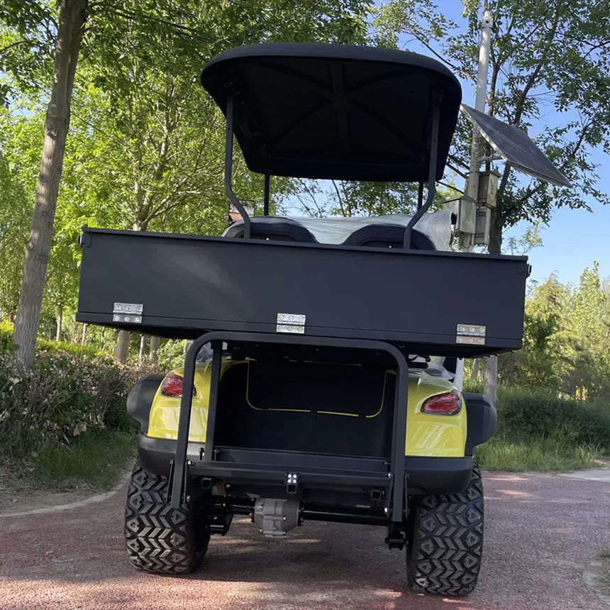 2024 Super Discount Golf Cart Electric Manufacturer Customizable 150W Solar Panel Powered Electric Golf Cart With Rear Cargo Box