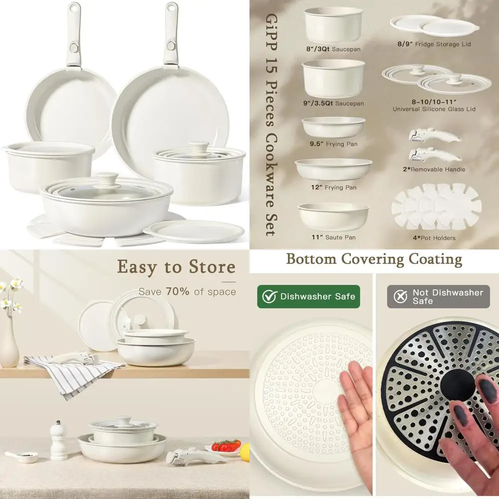 

gipp ceramic pots and pans set non stick, nonstick detachable handle cookware sets, healthy non toxic pfas pfoa & ptfe free, dis