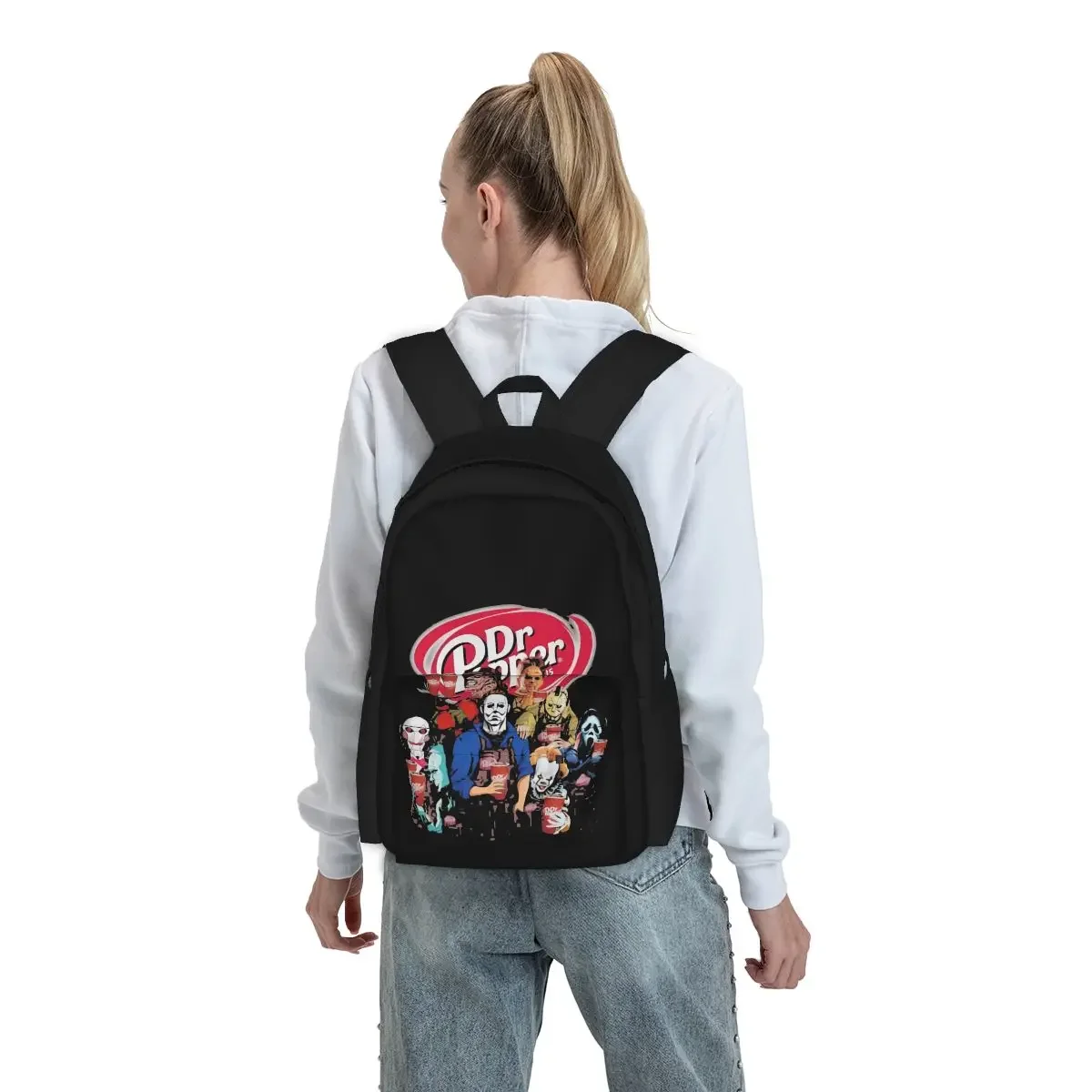 Halloween Horror Characters Dr Pepper Logo Large Capacity Backpack Travel New Style Gym Tote Bag Multi-function