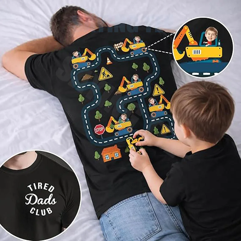 Tired Dads Club Construction Road Car Track Massage Lustiges Geschenk für Papa – Personalisiertes Shirt Y2k Herrenmode Grafikkleidung Neuheit – Detail 6