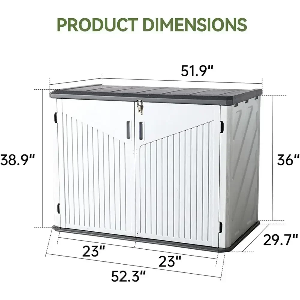 White Outdoor Storage Cabinet for Trash Cans, Generators, and Lawn Mowers - Waterproof and Spacious