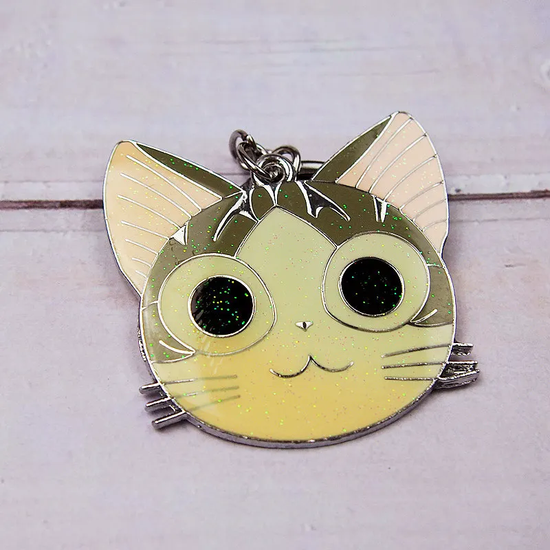 New Cat Chis Sweet Glitter Key Ring Key Chain Fresh Gift Cartoon Good Quality Cute Metal Car Pendant Backpack Bag Ornament K0083