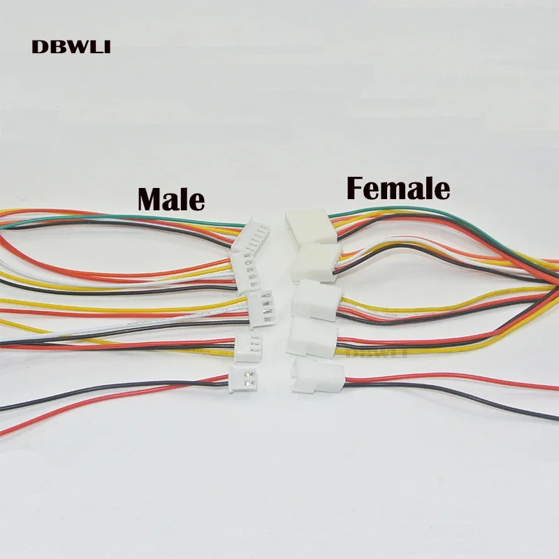 10PCS XH2.54 2/3/4/5/6 Pin Pitch 2.54mm Wire Connector XH Plug Male & Female Battery Charging Cable 200MM Length 26AWG