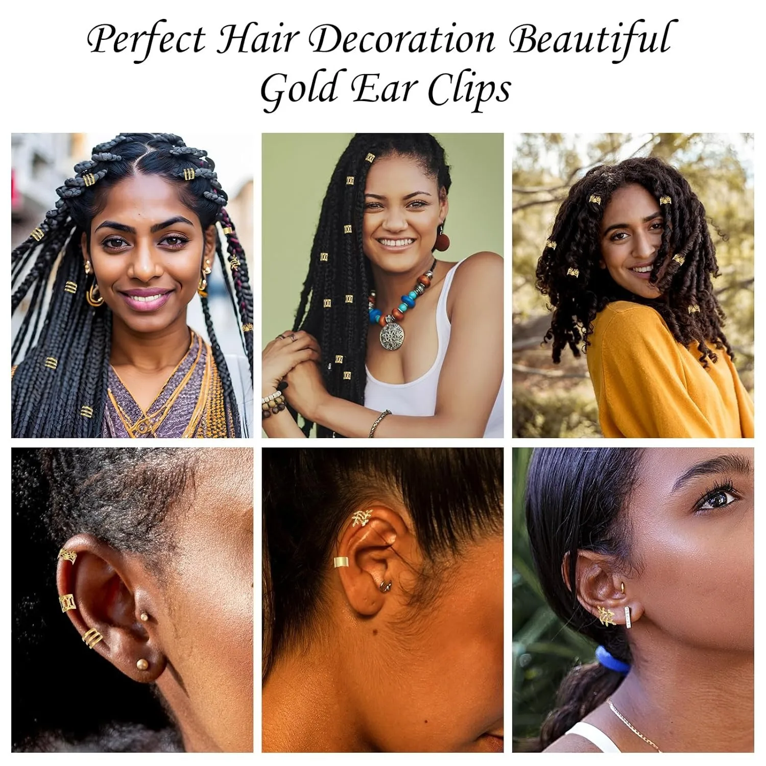 52 pezzi di accessori per capelli scavati in oro, set di anelli per capelli per estensioni di parrucche intrecciate - Combo di anelli treccia fai da te