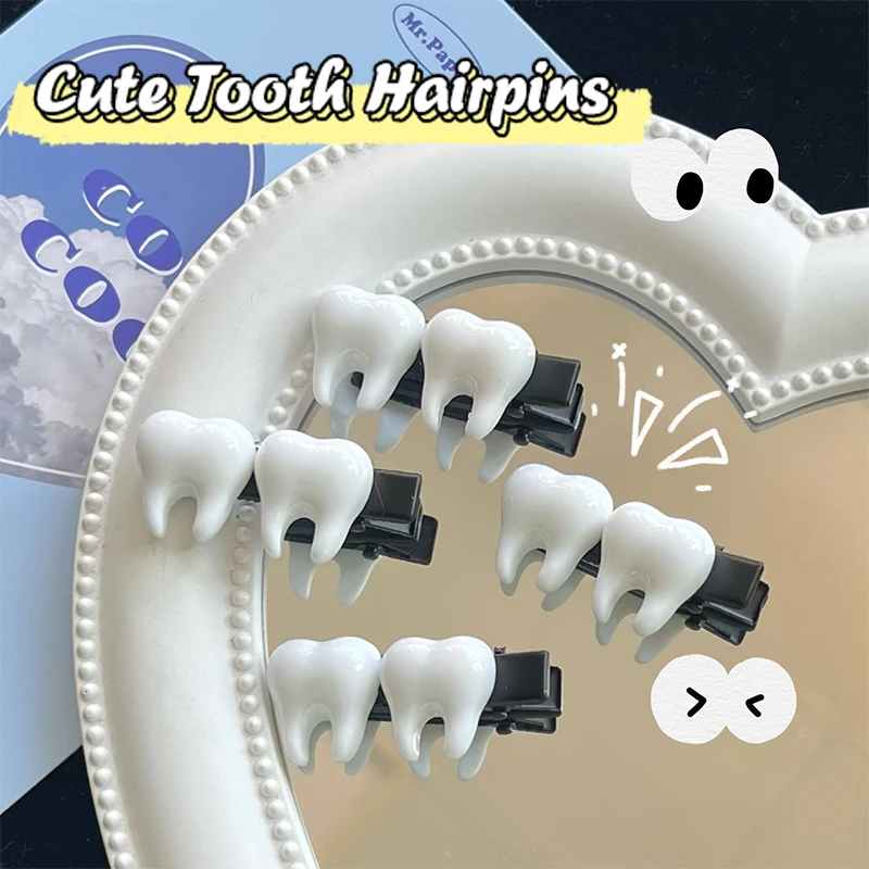 Cute Simulation Teeth Metal Hair Clips Funny Creative Cool Lovely Duckbill Clips For Women Sweet Cool Y2k Hair Accessories