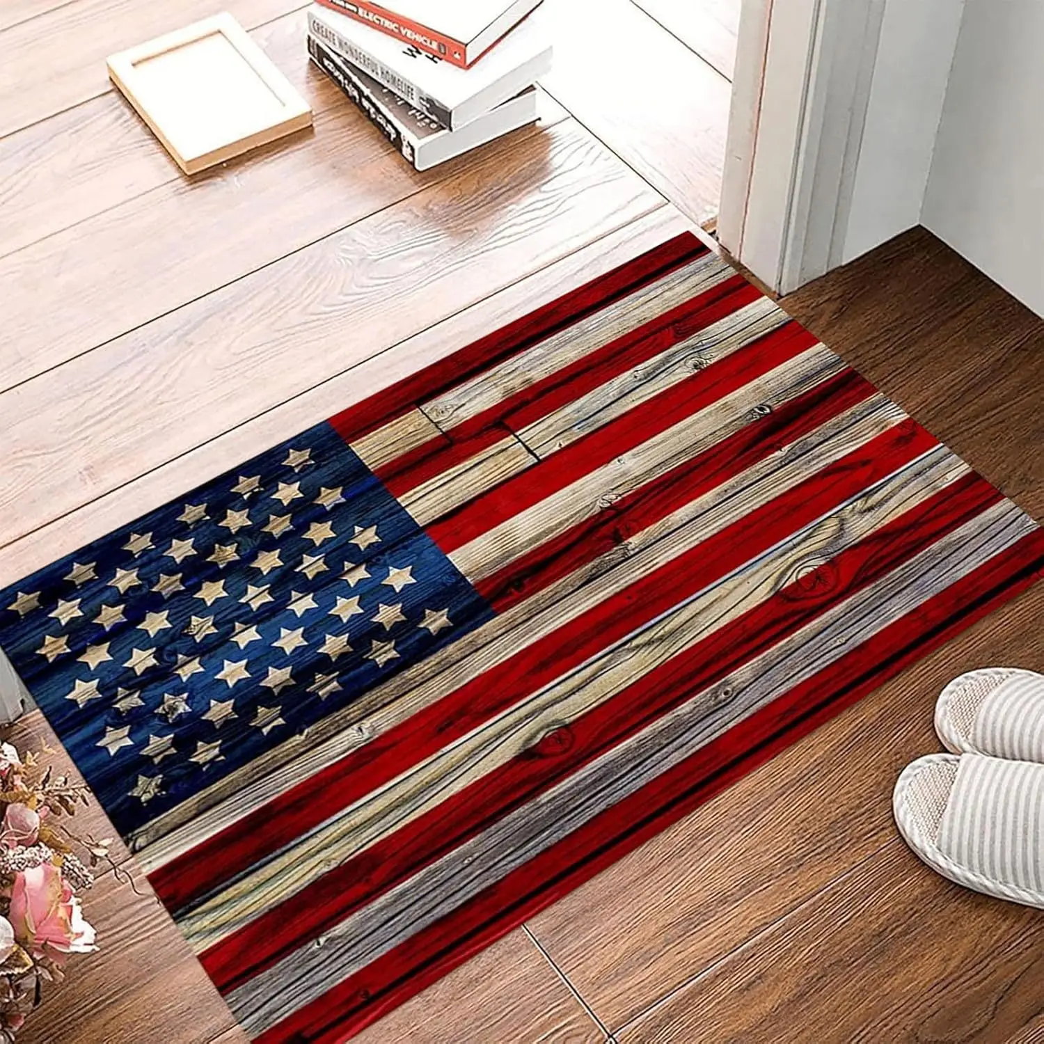 Patriotic Doormat, American Flag Carpet, Independence Day Welcome Doormat, Anti-Slip Indoor And Outdoor Entrance Floor Mat
