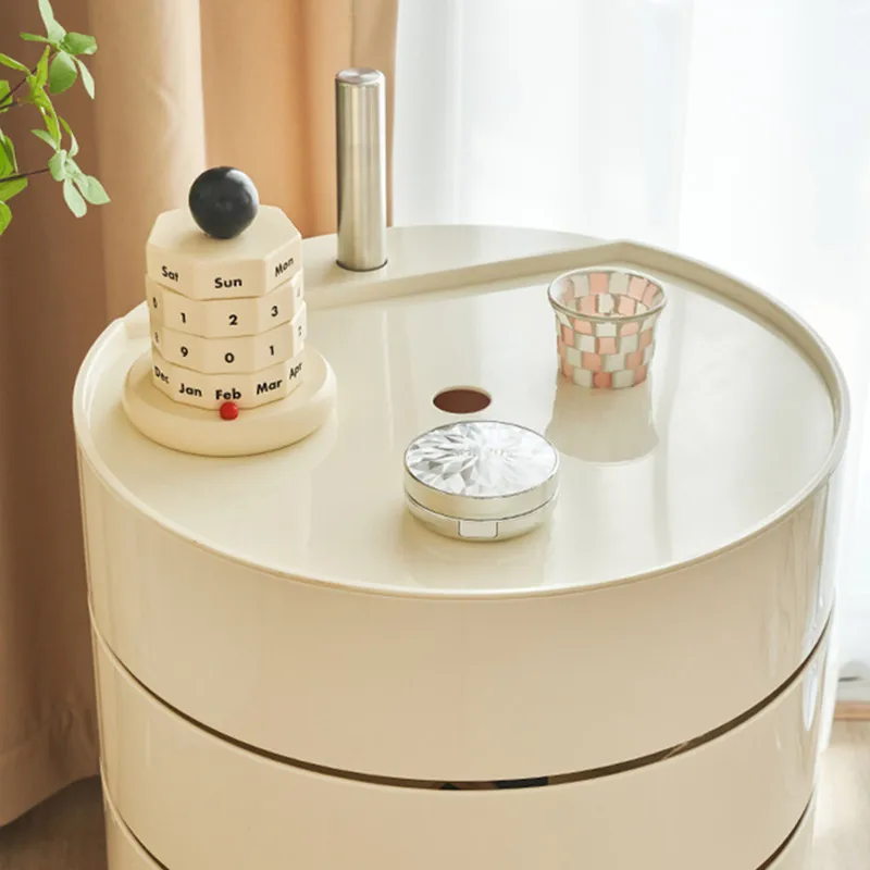 Removable Bedside Table, Round Desk, Coffee Table, Storage Cabinet, Cosmetic Storage, Sideboard, Home Furniture, 360 ° Rotating