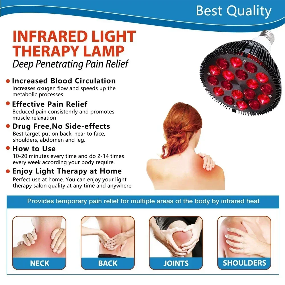 Hot Selling 54W Therapy Lamp PAR38 Black Infrared Therapy Lamp LED Beauty Lamp LED Therapy Spa  Anti Aging Device