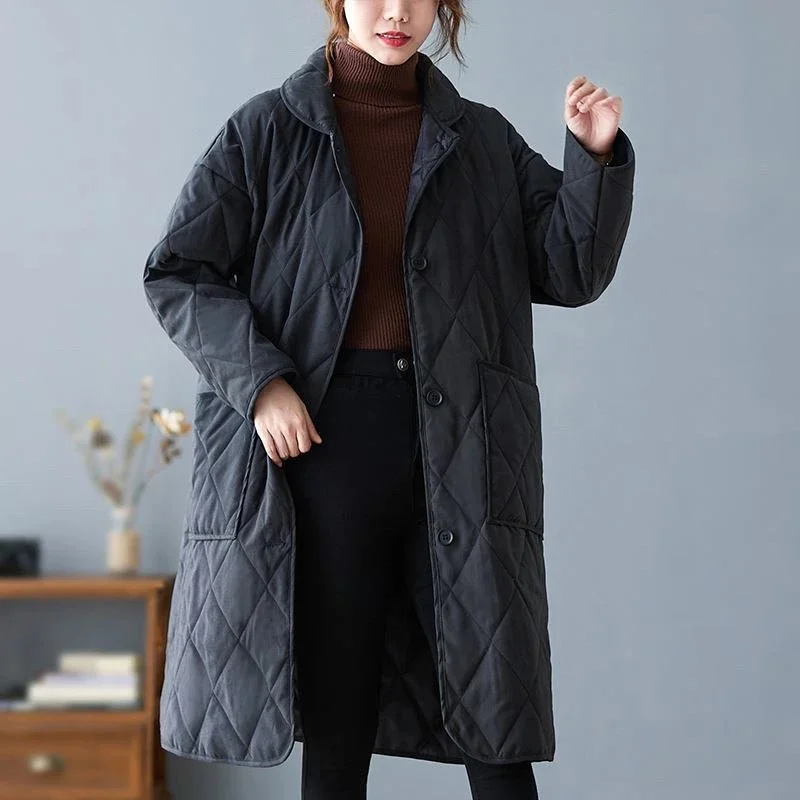 Female Mid-length Loose Parkas Top Outwear Winter Women Large Size 4XL Down Cotton Coat Korean Lady Fashion Cotton Padded Jacket