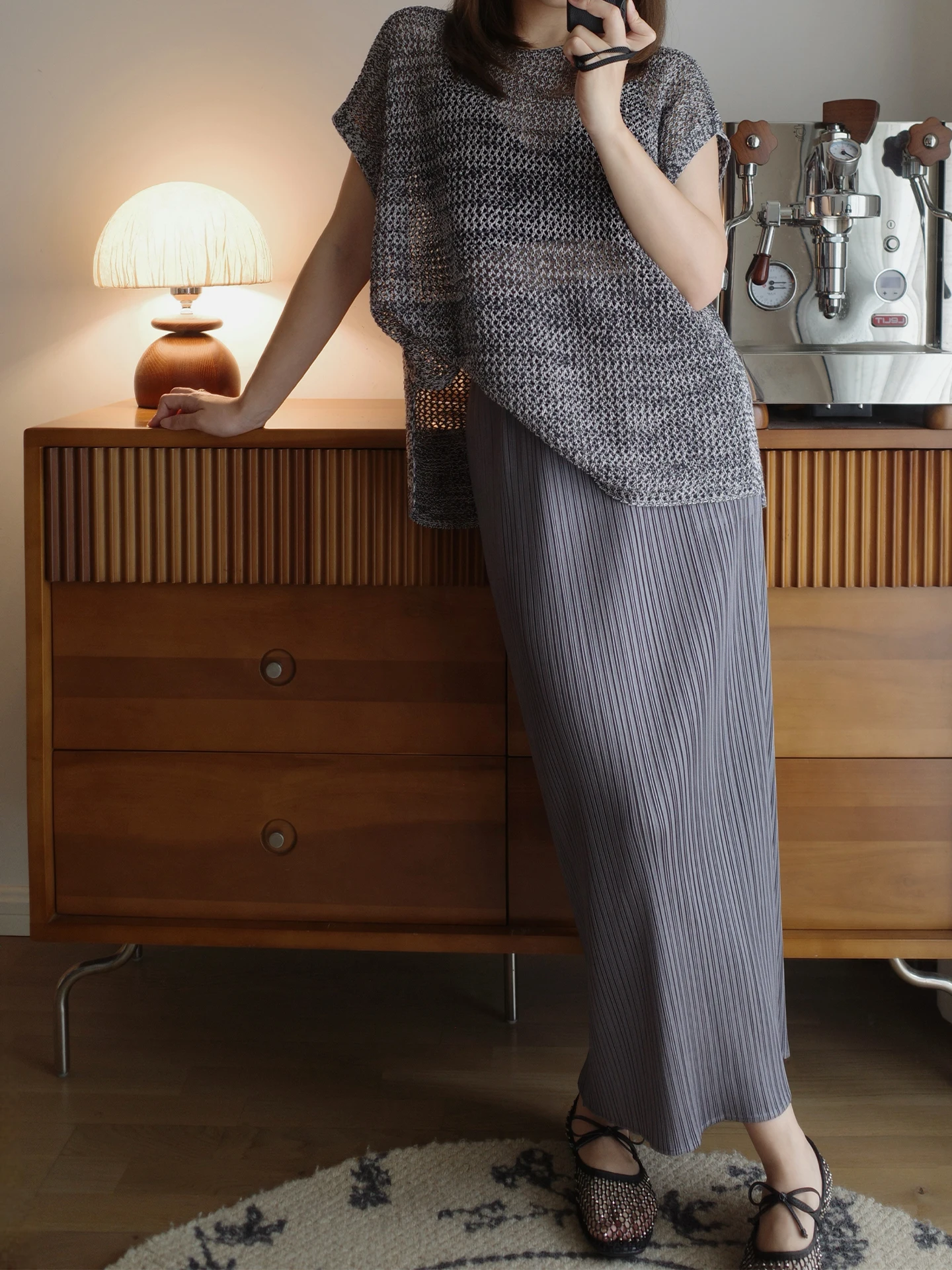 

High Elastic Slimming Pleats Ultra Fine Dense Toothpick Pleats Midi Straight Tube Skirt High Waist Gel Fiber Women's Skirt