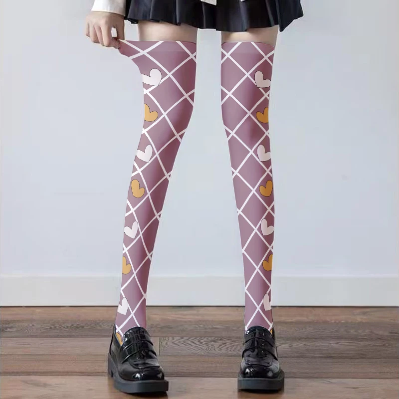 

Ladies sexy thigh socks purple fashion sweet Lolita stockings cute Lolita high-quality printed stockings comic-con cosplay