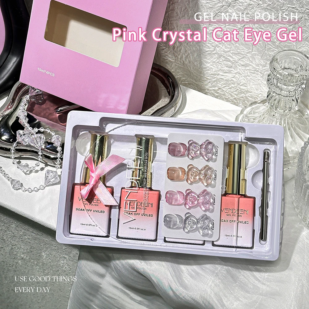 Vendeeni 4 Colors/Set Pink Cry - đánh giá và giá Nail Art Cat Eye Pink