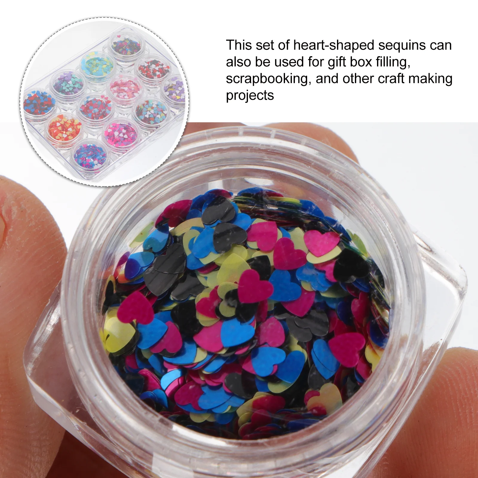 

12 Boxes Heart-Shaped Manicure Glitter Nail Decals Nail Art Decoration Pieces Confetti Heart-Shaped Confetti Makeup Sequins