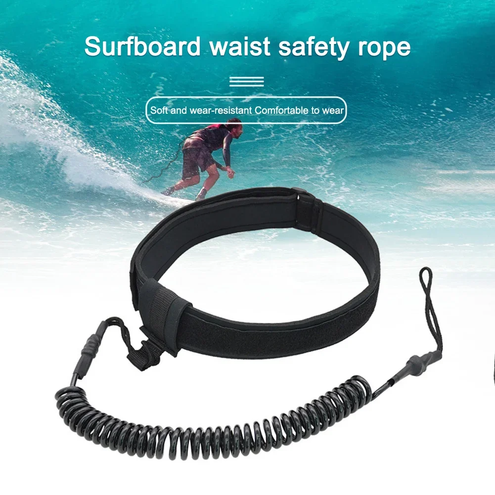 6mm Safety Board Leash TPU Spring Rope Surfing Waist Rope Replacement Leash Waist Belt for Surfing/Standup Paddle Board/Kayak