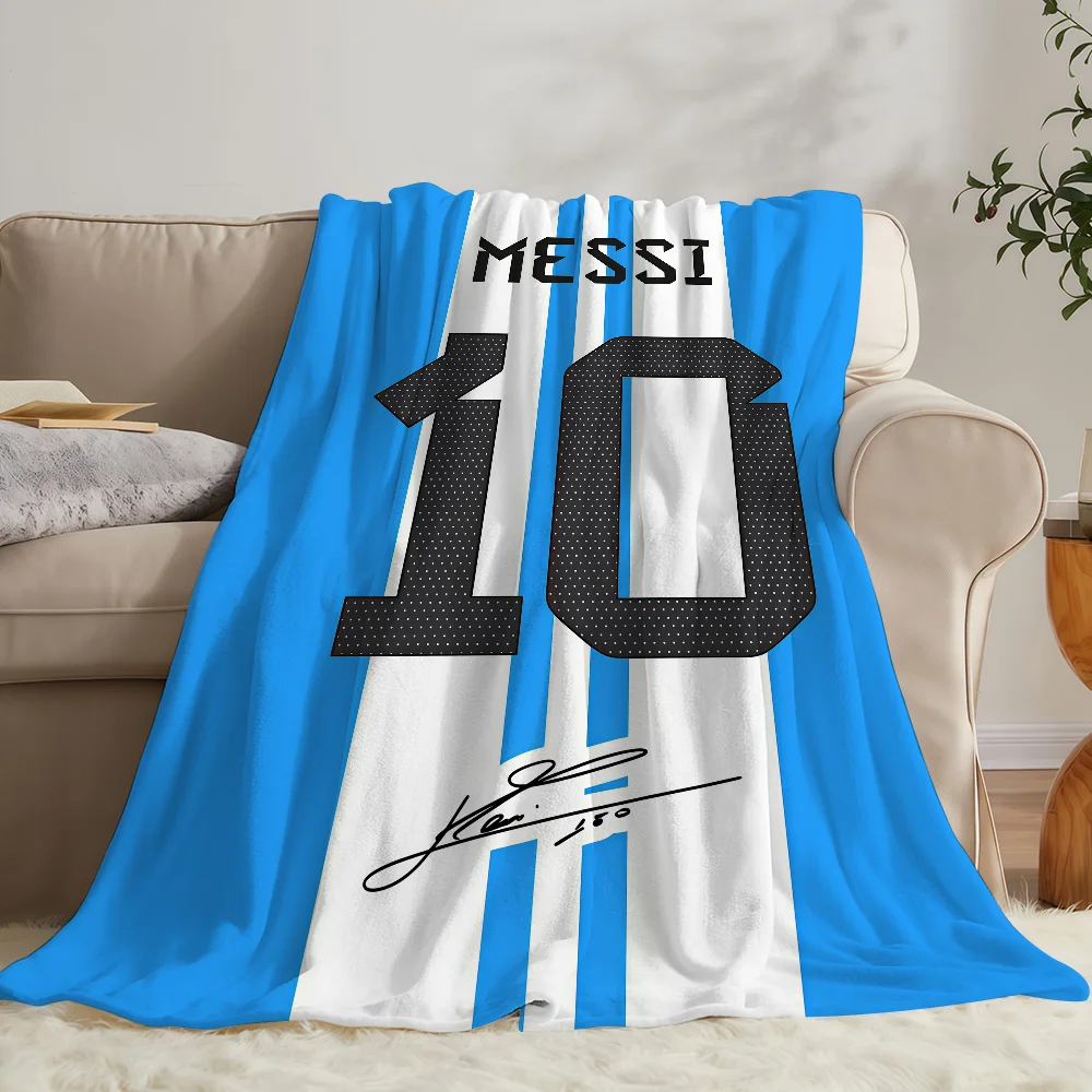Football Star MMMessi 10 Printed Blanket Soft Warm And Thick Perfect For Bedroom Living Room Bed Sofa Camping Picnic Office Gift