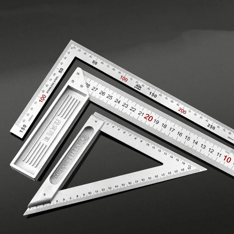 Stainless Steel 300mm Aluminum Alloy Square Ruler Right Angle Measuring Rule Tool Angle Square Ruler 90 Thickened Handle