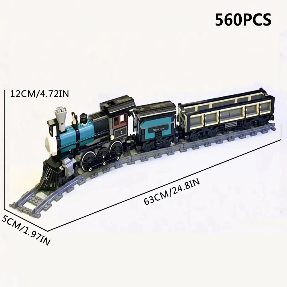 59001 Ideas Trains Moc TH 10 Steam locomotive Train Railway Express Track Bricks Modular Building Blocks Model Toys Gifts 560pcs