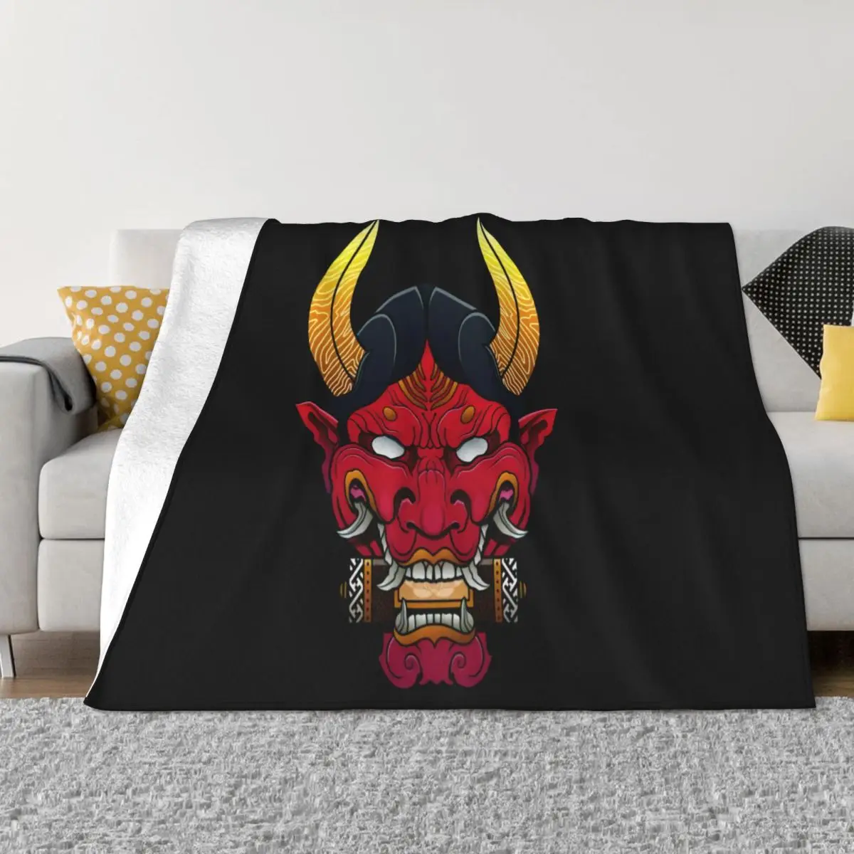 Hannya Mug Outdoor Newest Mens Japan Style Outdoor O Cotton Fabric Tops Tees Top Qualit Good Quality Throw Blanket