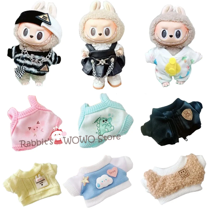 

Милая мини-плюшевая кукольная одежда, аксессуары для 17 см Labubu V1 V2, футболка на бретельках, комбинезон, куртка, подарок «сделай сам»