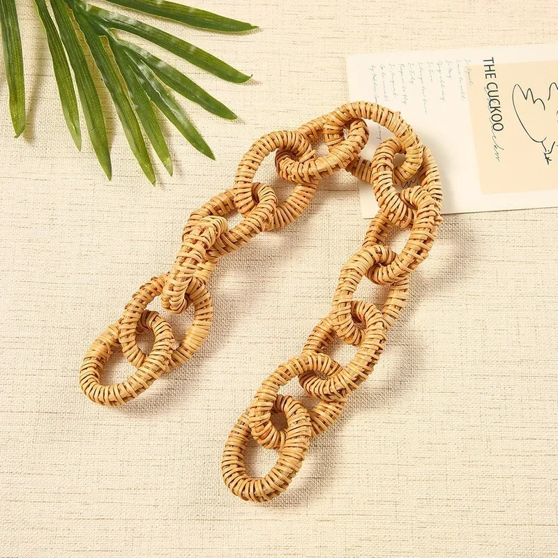 13-Rings Nordic Natural Rattan Chain Link Decor Coffee Table Decorative Sculpture Interior Luxury Room Home Crafts Knot Chain