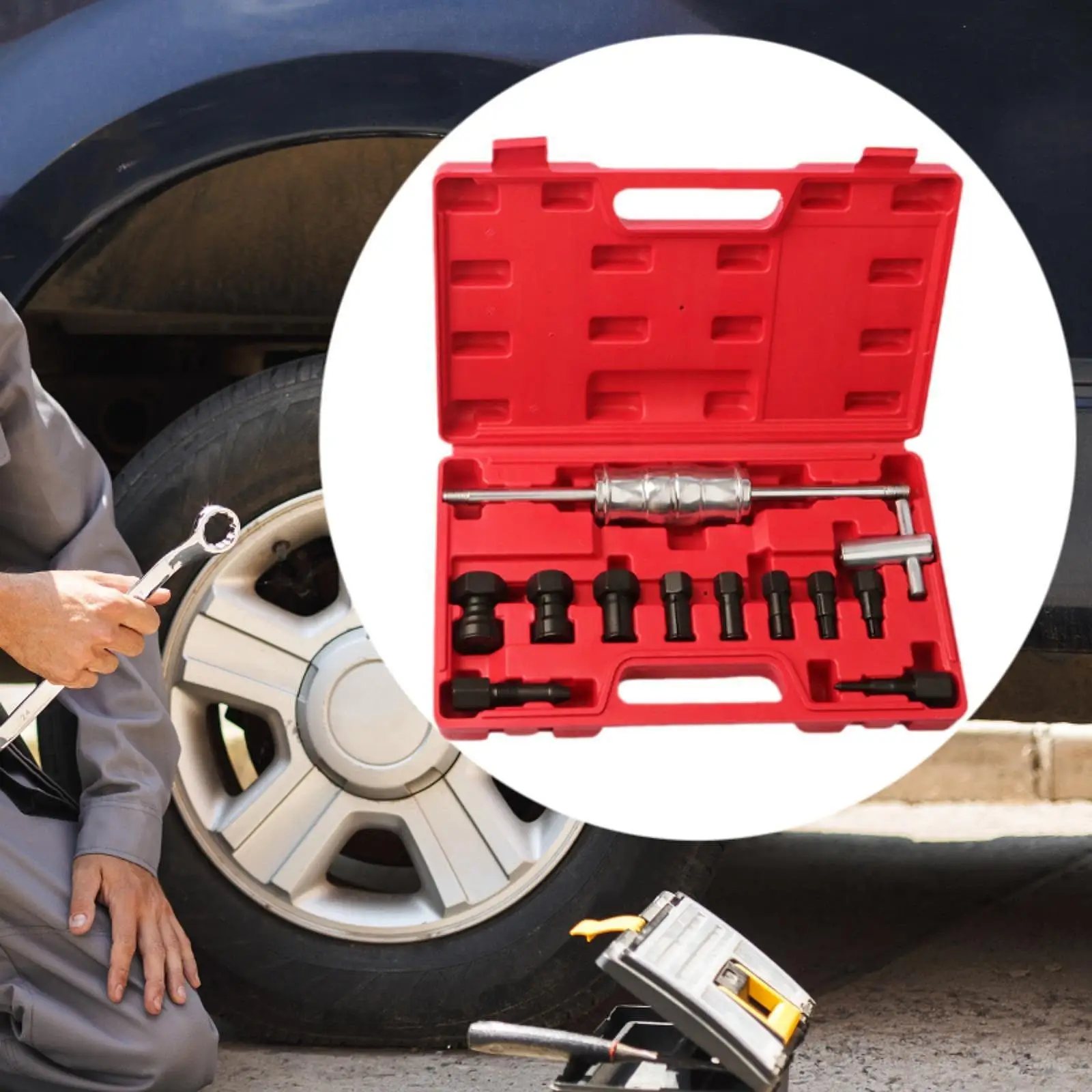 

12Pcs Slide Hammer Puller Wheel Bearing Puller 8-32mm with Carry Case Portable