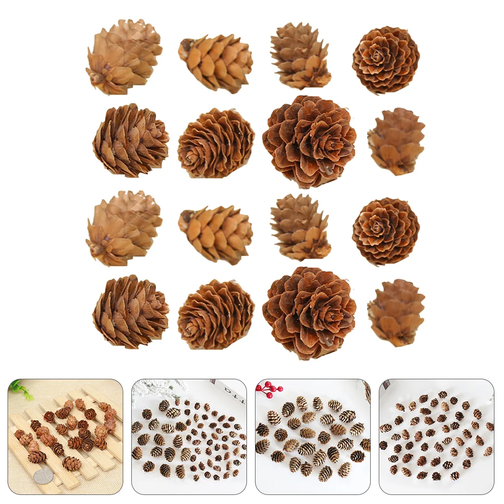 

100 Pcs Songhwa Mini Pine Cones Rustic Artificial Christmas Tree Decorations Home Office naments Festive Photo Props for Party