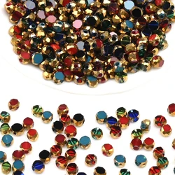 72Pcs/Lot 3*4mm Golden Plated Glass Beads Oval Flat Faceted Crystal Beads for DIY Making Necklace Bracelet Jewelry Accessories