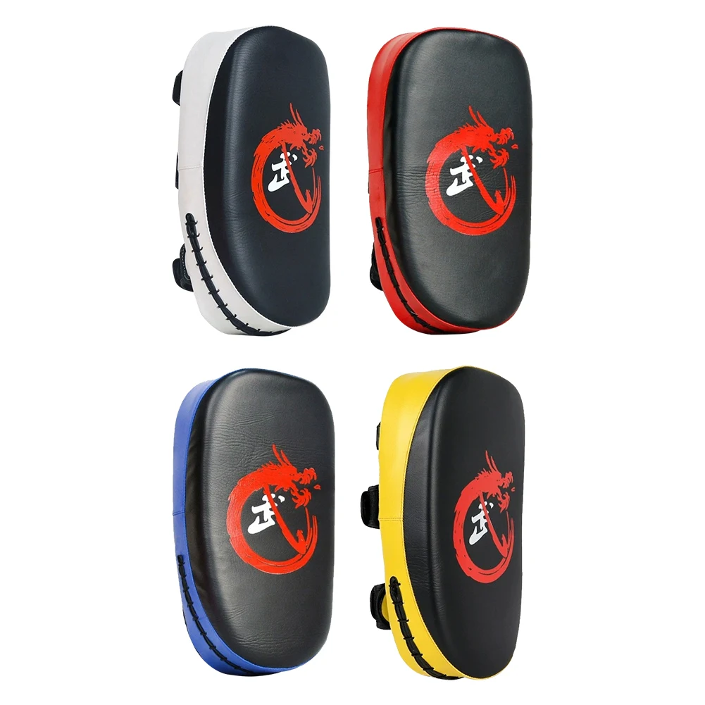 PU Leather Boxing MMA Target Pads Curved Kick Shield Non Slip Handle Foot Kicking Pad Adjustable Strap for Martial Arts Training
