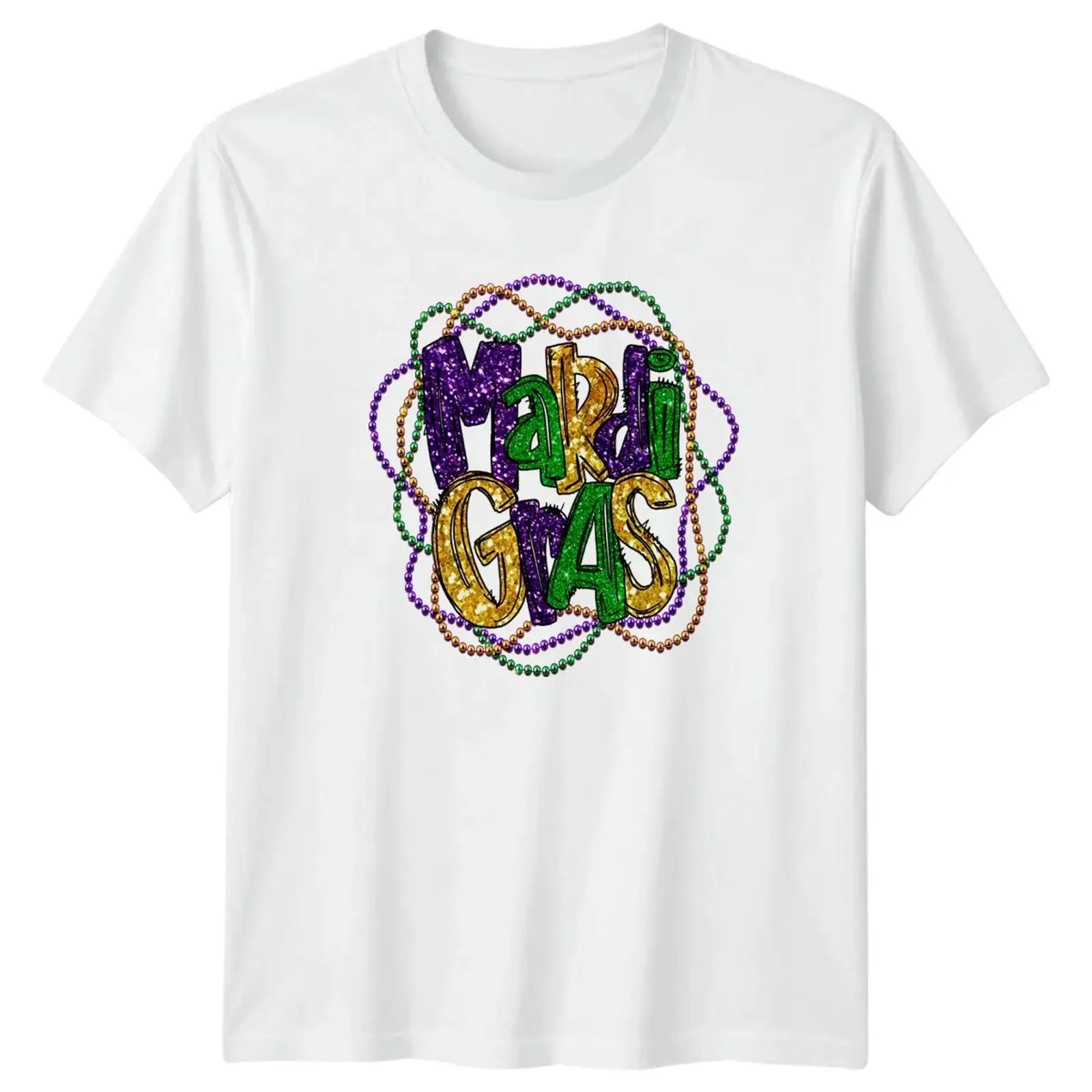Camiseta Karneval Glitzer Perlen, estilo vintage de Nueva Orleans, lavada, cómoda, para uso diario, suave y elástica, para hombre