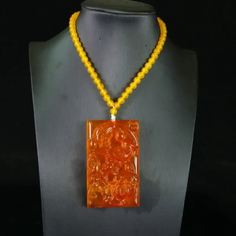 

Natural High-ice Quartzite Jade Flower and Bird Brand Pendant, Fashionable Unisex Necklace